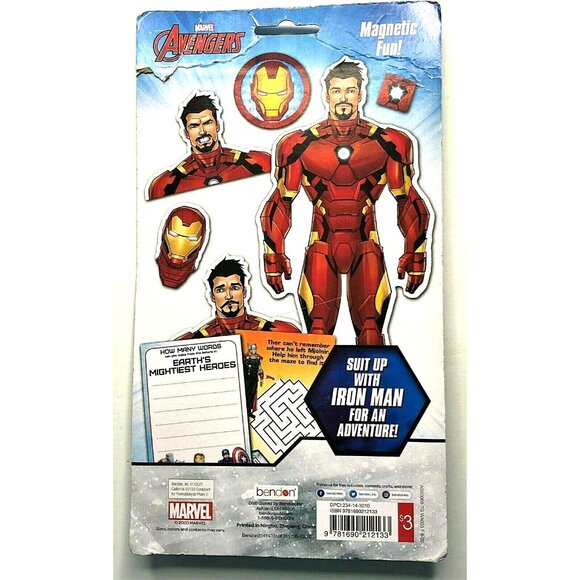 Marvel Avengers Iron Man Wooden Character w 10 Magnetic Pieces & Activity Book - Picture 2 of 2